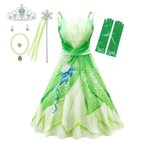 Boutique | Dresses | New 5t Girls Tiana Princess Dress W Accessories Disney The Princess The Frog | Poshmark Boutique | Dresses | New 5t Girls Tiana Princess Dress W Accessories Disney The Princess The Frog | Poshmark